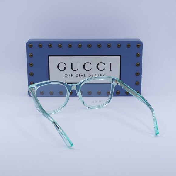 Gucci GG1687O 004 Square Eyeglasses – Transparent Green 52mm - Picture 8 of 9